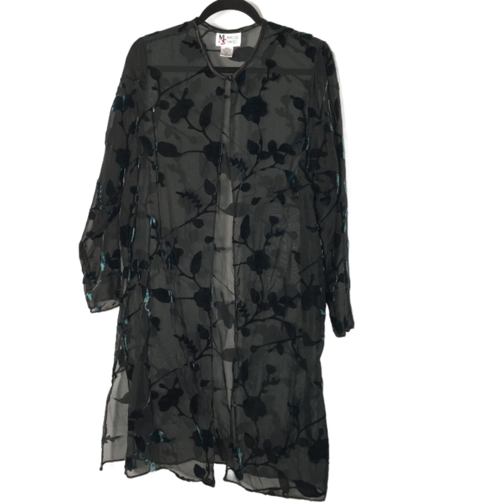 Maggie Sweet Velvet Duster Layer Sheer Kimono Style 5923 Size Medium